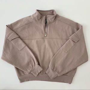 H&M Short Tan Half-Zip Sweatshirt
